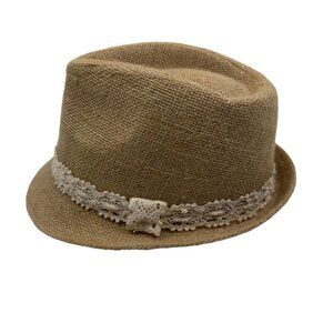 Charlotte Russe Burlap Crochet Boho Concert Festival Fedora Hat Women's One Size